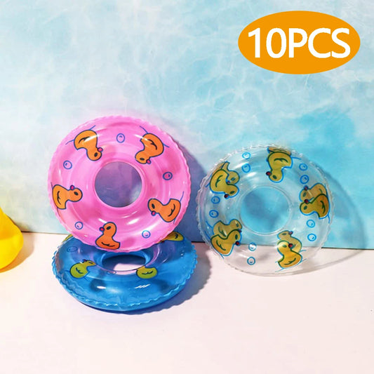 2/4/6/10Pcs Kids Mini Swim Ring Bath Toy Summer Fun Swimming Pool Float Ring Toys for Rubber Ducks Dolls Inflatable Bath Toy